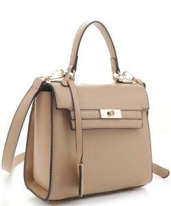 Turn-Lock Accent 2-Way Small Satchel Bag FC20270 KHAKI/